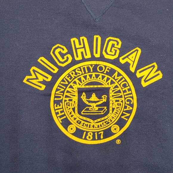 Vintage University-of Michigan Sweatshirt L/XL 23x25 Blue - Picture 3 of 13